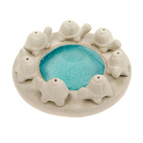 Incense holder turtle circle blue