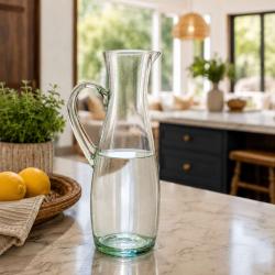 Handcrafted Recycled Glass Slim Jug 1.3 Litre