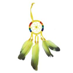 Dreamcatcher Yellow / Green Feathers 6cm diameter