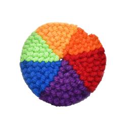 Coaster crocheted cotton, rainbow colours 10.5cm diameter