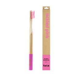Tickled Pink soft bristled adult’s toothbrush made from eco-friendly Bamboo