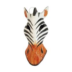 Mask Albesia Wood Zebra Orange / Brown Mouth 20cm