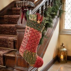 Recycled Kantha Christmas Stocking – Assorted Festive Colours