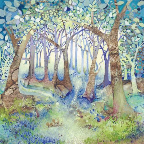 Greetings card woodland blue 16x16cm
