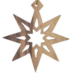 Hanging Christmas decoration, olive wood, star 5.5cm diameter