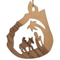 Hanging Christmas decoration, olive wood, Mary and Joseph 6 x 7cm
