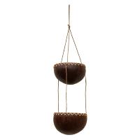 Coconut planter/light holder 2-tier natural