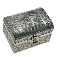 Aluminium jewellery/trinket box trunk, elephant, 9x6x6cm