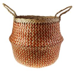 Woven seagrass basket, natural & tan brown 35cm