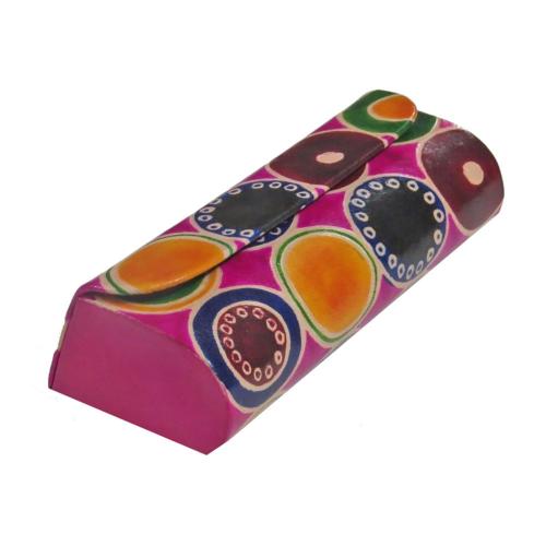Spectacle Glasses Case Leather, Circles 16 x 7.5cm