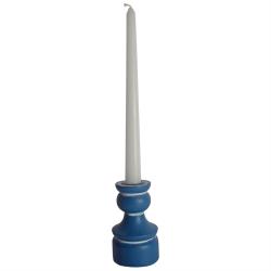 Candlestick/holder hand carved eco-friendly mango wood blue 10cm height asstd