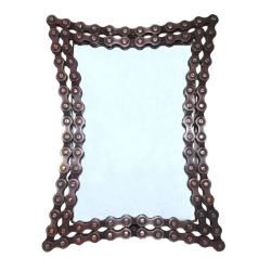 Photo frame recycled bike chain curved 4x6 inch photo