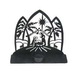 T-lite holder Nativity scene, part recycled metal 17.5 x 14.5 x 15cm