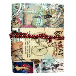 Notebook handmade paper, bike design on cover 15 x 20cm