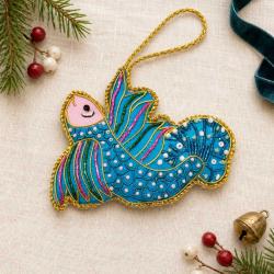  Hanging Decoration Embroidered Beaded Koi Carp