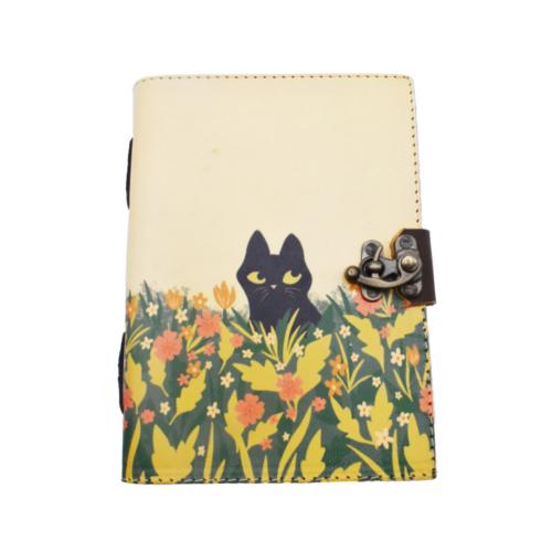 Notebook Recycled Paper Cat and Flowers 13 x 17.5cm