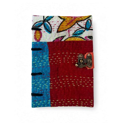 Notebook Metal Clasp Recycled Textile Light Colours 12x18cm