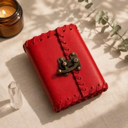 Red Leather Notebook Journal with Clasp 8 x 10cm