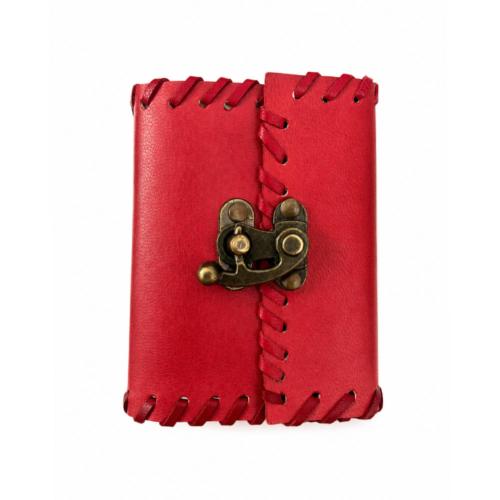 Red Leather Notebook Journal with Clasp 8 x 10cm