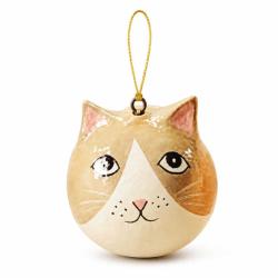 Cat Hanging Decoration Papier Mâché Light Brown 5cm