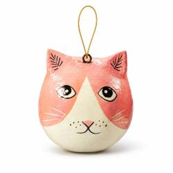 Cat Hanging Decoration Papier Mâché Pink 5cm