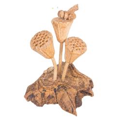 Handcrafted Wooden Bee on Lotus Seed Pods