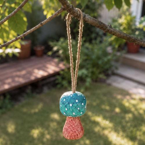 Handcrafted Green Toadstool Hanging Decoration