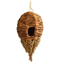 Bird house bamboo & palm natural colour 36cm height