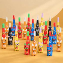 Set of 60 handcarved Cat statues, 3x6x10cm each, with handpainted flower design
