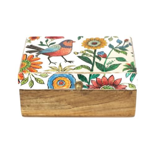Jewellery / Trinket Box Mango Wood Garden 15 x 10 x 6cm