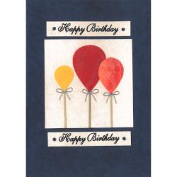 Handmade card happy birthday with 3 balloons, 12 x 17cm