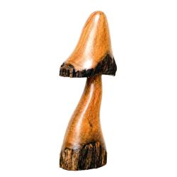 Hand-Carved Wooden Toadstool Sculpture (33cm)