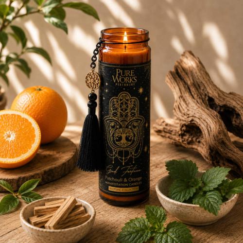 Candle in Glass Jar Esoteric Good Fortune, Patchouli and Orange 300g