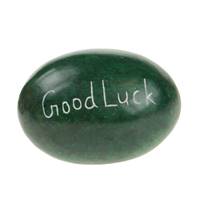 Sentiment pebble oval, Good Luck, bright green