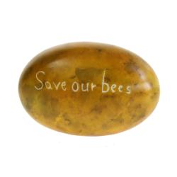 Sentiment pebble oval, Save our Bees, yellow