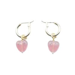Earrings Glass Heart Peach
