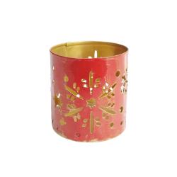 Tealight Holder Metal Red Snowflakes 6 x 6cm