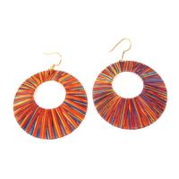 Thread earrings bright multicoloured circle