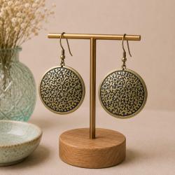 Earrings black and gold coloured circle