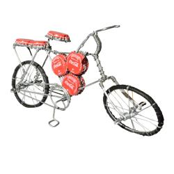 Model bike with Coca Cola bottle tops