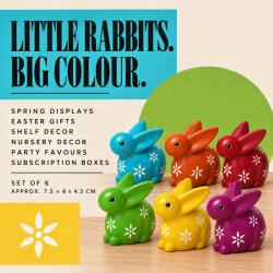 Kisii stone rabbits set of 6 assorted 7.5x6x4.5cm