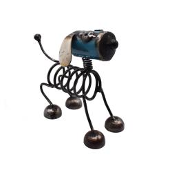 Recycled Metal Dog Ornament With Coil Body, assorted colours 18 x 7 x 15cm