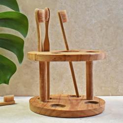 Multiple toothbrush holder/bathroom organisation Jempinis wood 10.5x14.5cm
