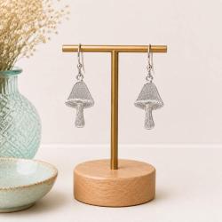 Earrings, Silver Colour, Solid Toadstool
