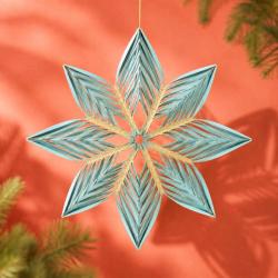 Hanging Christmas Decoration Light Blue Paper Star