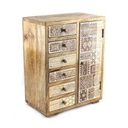 Mini Storage Chest Mango Wood Ethnic Pattern 26 × 15 × 32 cm