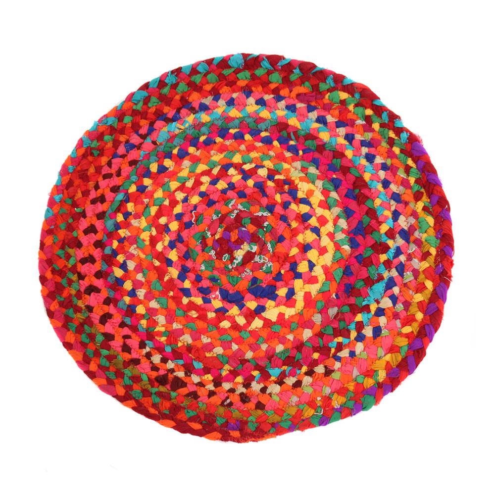 Rag rug, round recycled polyester, 50cm diameter