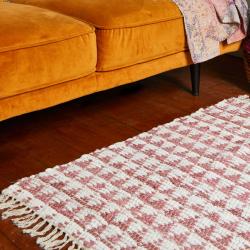 Chindi rag rug recycled cotton pink 60x90cm