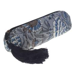 Blockprint cotton pencil case/cosmetic bag kantha stitch 20x6cm