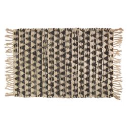 Chindi rag rug recycled cotton black cream triangles 60x90cm